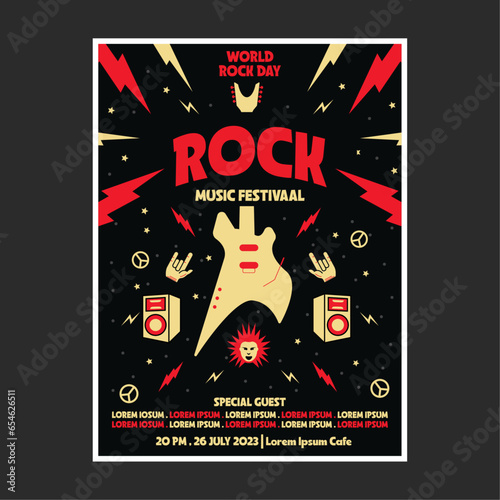 Rock music festival poster flyer template