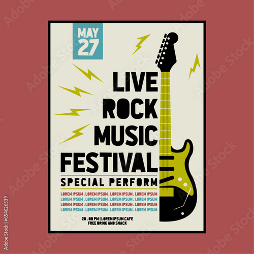 Rock music festival poster flyer template