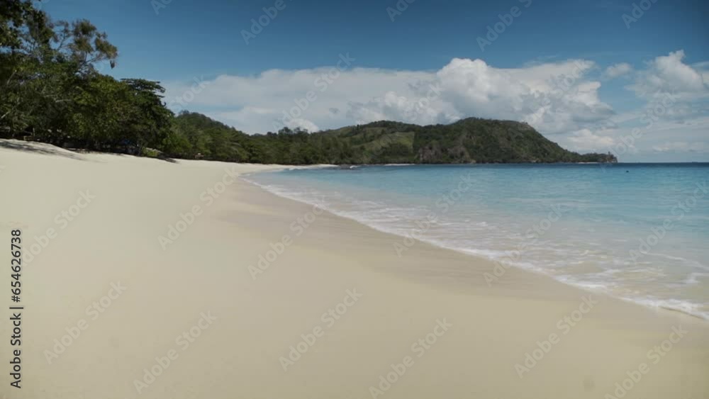 Beautiful beach with green hills in summer Beautiful beach with green hills in summer