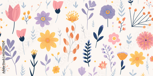 Floral seamless pattern background. Good for fashion fabrics, children’s clothing, T-shirts, postcards, email header, wallpaper, banner, posters, events, covers, and more.