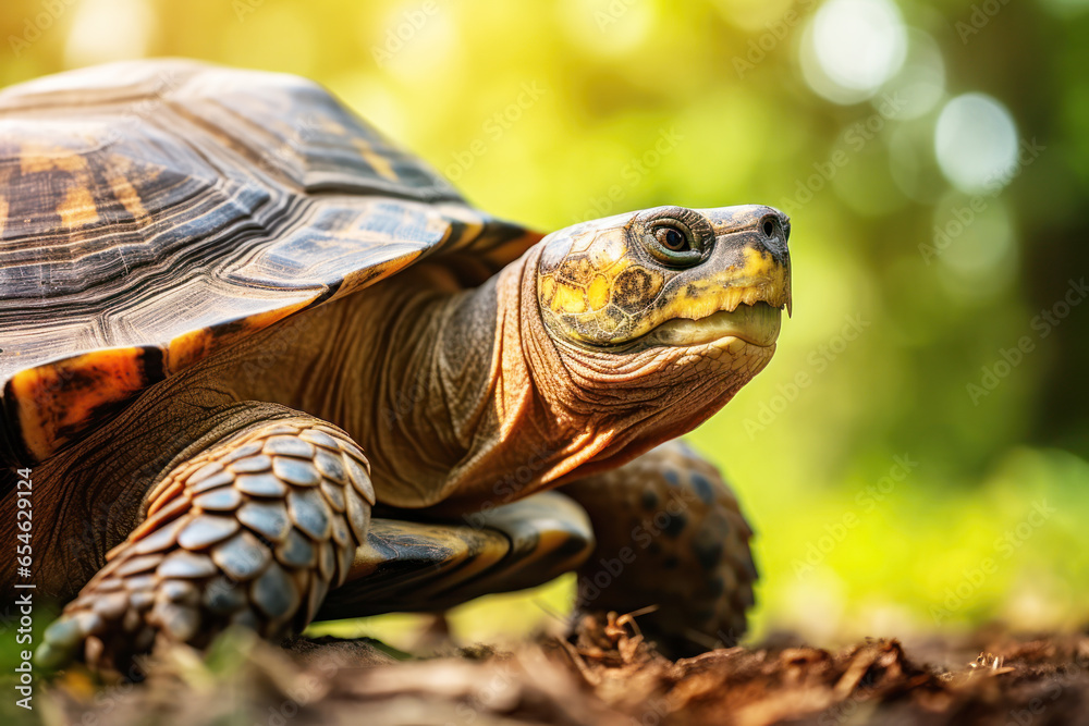 Tortoise goes into the water