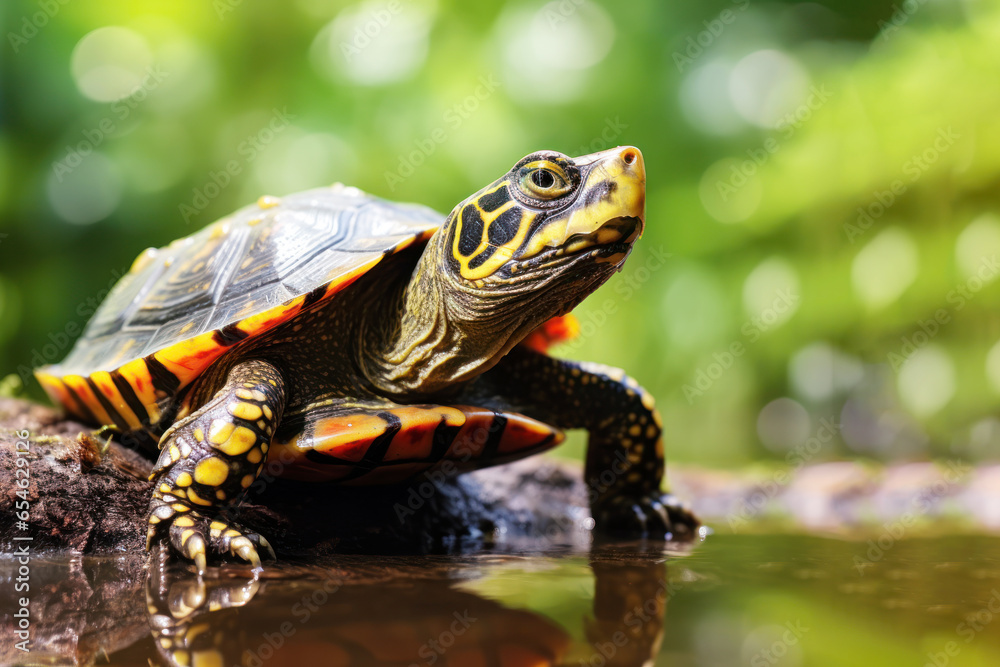 Obraz premium Tortoise goes into the water