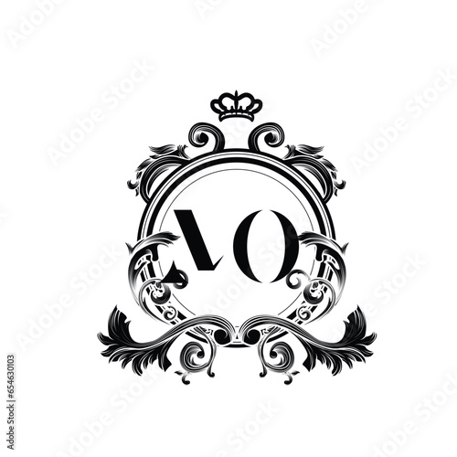 Abstract letter MO logo. vector vintage golden art nouveau badge vector incorporate with abstract shape in the creative way.