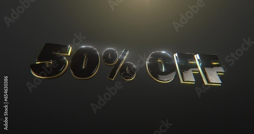 50% Off Title in a 3D animation