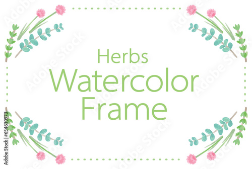 アロマに使われるハーブ・植物のイラスト・フレーム。ベクター素材