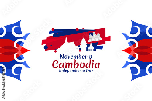 November 9, Independence day of Cambodia Vector Illustration. Suitable for greeting card, poster and banner. photo