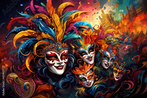 Carnival Vibrant and colorful spirit of carnival celebrations Generated with AI