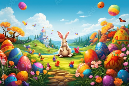 Easter Celebration Vibrant images representing the colorful festivities,Generated with AI