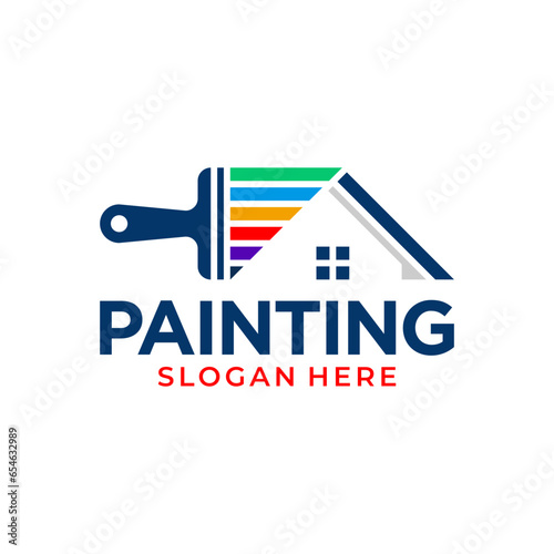 Painting logo and Real Estate, Property & Homes business logo design, Painted House Vector, House painting service, decor and repair icon, Concept for home decoration, building, house construction.