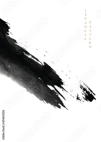 Oriental landscape with traditional Japanese ink wash painting. Hieroglyphs - eternity, freedom, Vector illustration. Contains hieroglyph - happiness, luck. zen, freedom, abstract art background