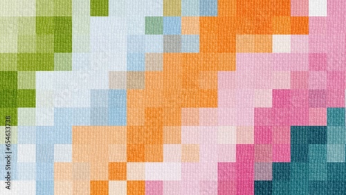 abstract aesthetic background with colorful squares. Pastel colors and fabrics textures.
