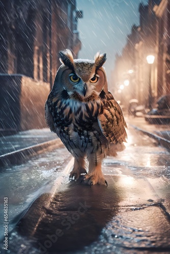 flying owls, impressive cinematic lighting © Sasa Visual