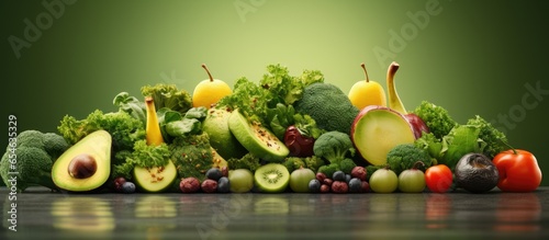 symbolizes healthy eating with fruits and vegetables representing a shift from fatty and unhealthy foods specifically for diabetes or diabetic diets photo