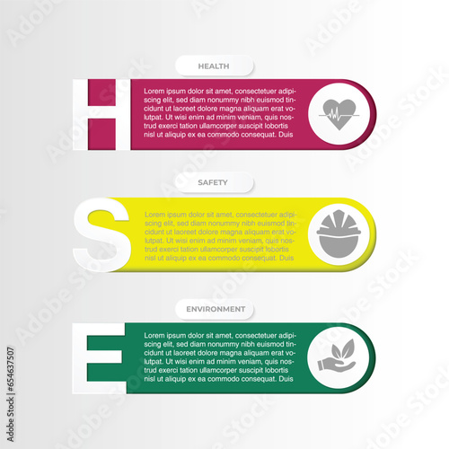 HSE icon - with circular arrow sign. Health Safety Environment concepts. vector illustration