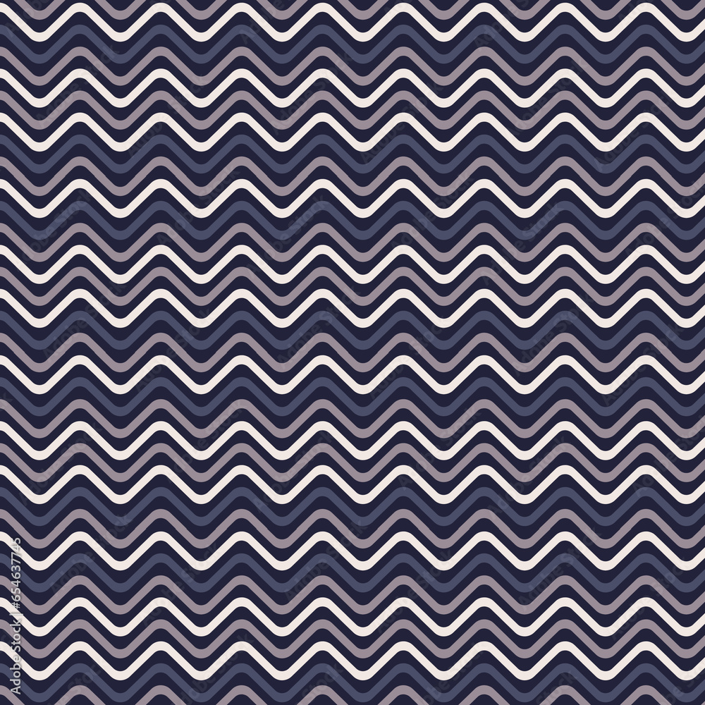Wave pattern. Midnight blue, slate gray, alabaster, and mauve color scheme. For fabric, textile, and design background