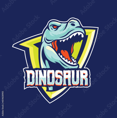 Vector illustration of trex mascot logo template for sport team and gaming team