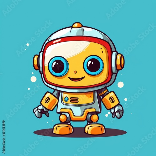 Cute robot mascot logo, AI generated Image
