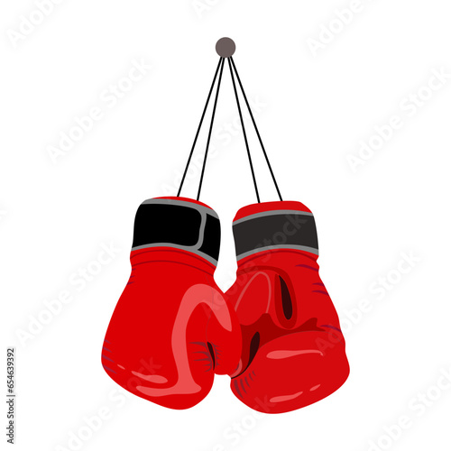 either of a pair of large, thick, hand coverings that are worn for protection in the sport of boxing.