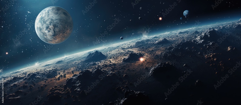 Illustration of Earth and Moon in orbit