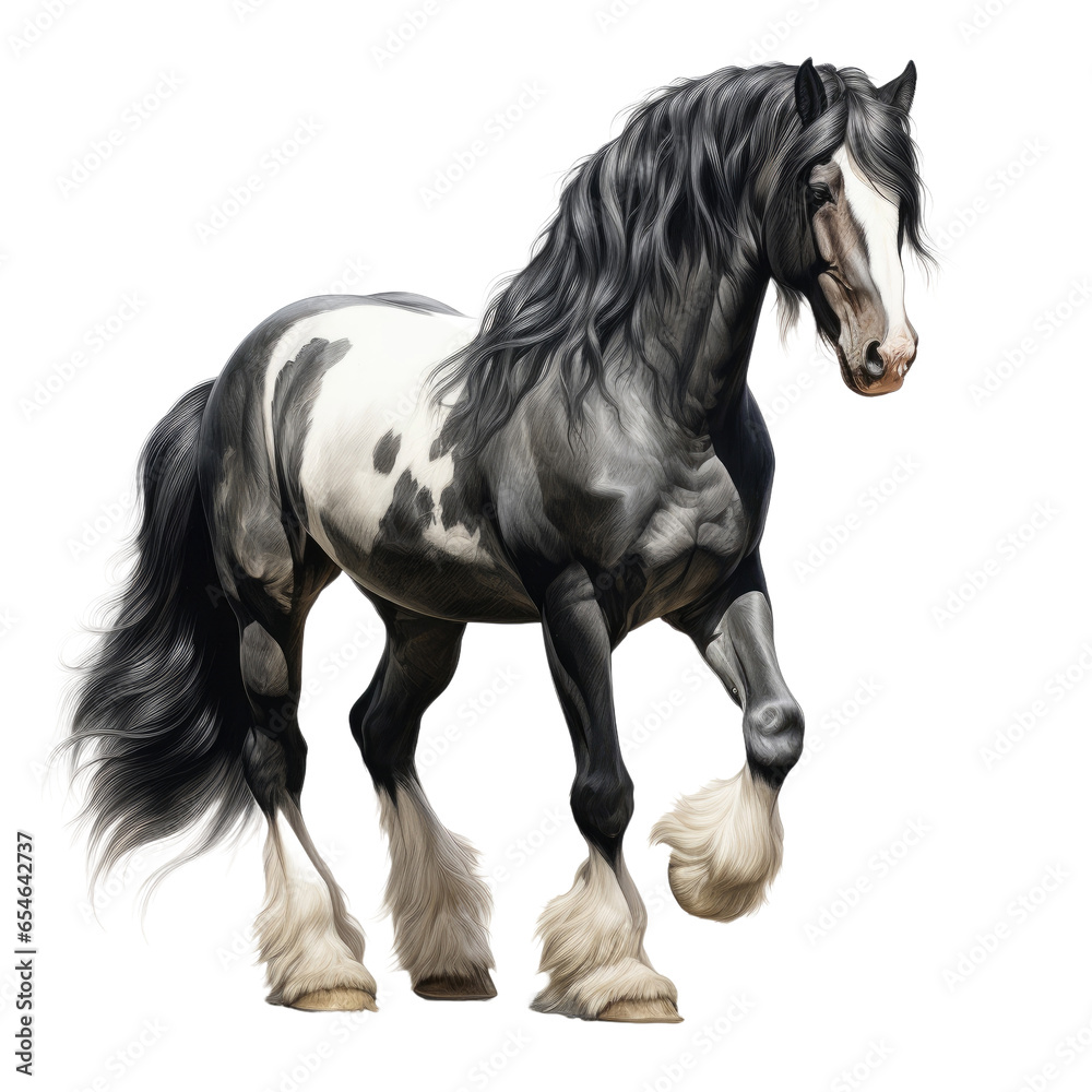 Fresian horse on transparent background Fresian horse on transparent background