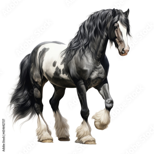 Fresian horse on transparent background