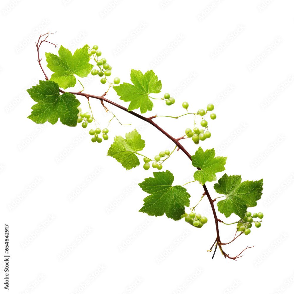 Grape leaves vine branch with Grape tendrils isolated on transparent background Grape leaves vine branch with Grape tendrils isolated on transparent background