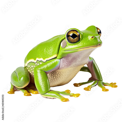 Green tree frog on transparent background