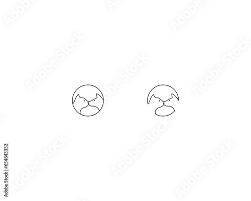 Dog and cat logo design template vector, line of pet logo design suitable for pet shop, store, cafe, business, hotel, veterinary clinic, Domestic animal vector illustration logotype, sign, symbol