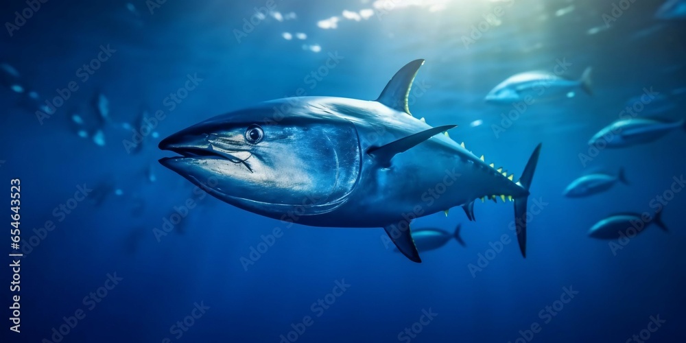 Fototapeta premium Bluefin Tuna Fish Under The Ocean