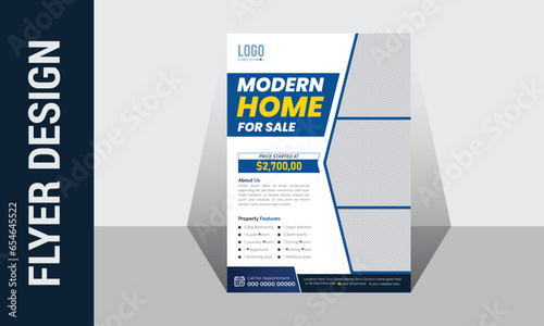 Simple creative & modern real estate flyer design A4 template, Property sale flyer design, Home sale flyer photo
