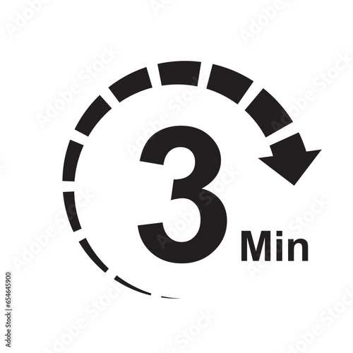 3 minute timer clock icon vector illustration eps