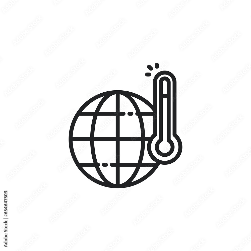 Global warming outline icon. Vector illustration. Isolated icon is suitable for web, infographics, interfaces, and apps. Global warming outline icon. Vector illustration. Isolated icon is suitable for web, infographics, interfaces, and apps.