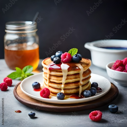 Wallpaper Mural waffles with berries generated by AI Torontodigital.ca
