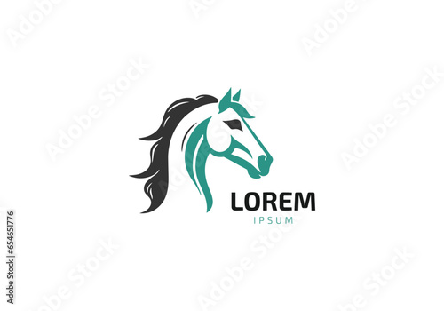 black horse stallion logo template design