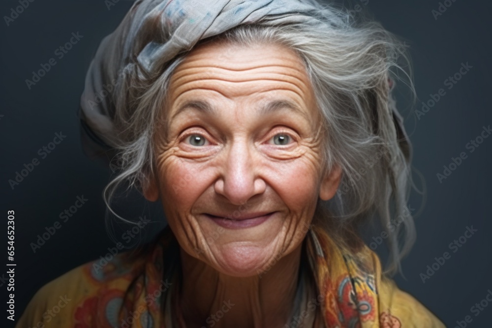 Generative AI : Old granny. Close up portrait of beautiful older woman smiling. Isolated Generative AI : Old granny. Close up portrait of beautiful older woman smiling. Isolated