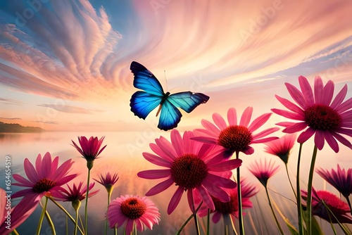 butterfly and flowers