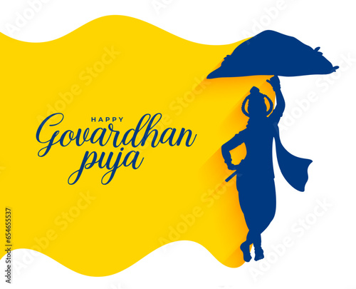 stylish govardhan puja wishes background in paper cut style