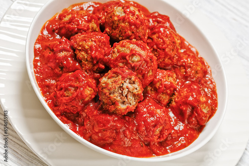 Iowa Ham Balls with tomato sauce in bowl © myviewpoint