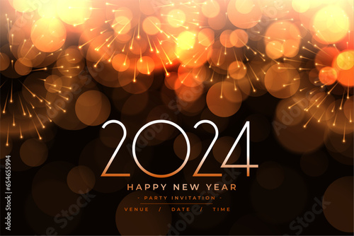 realistic 2024 new year party celebration background with firework burst
