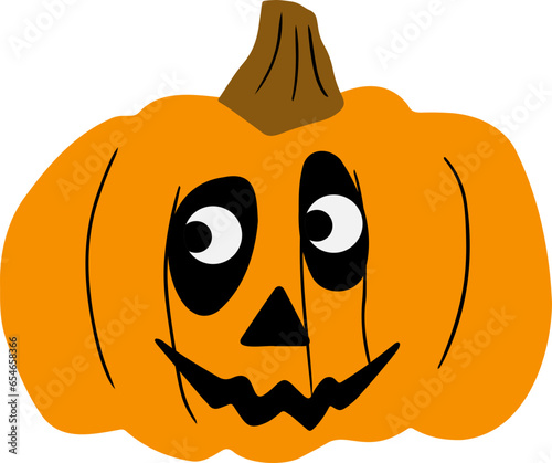 Black silhouette Halloween pumpkin ghost Hand Painted illustration