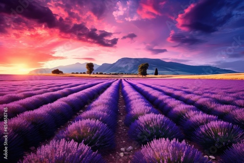 Inspiring landscape with lavender fields