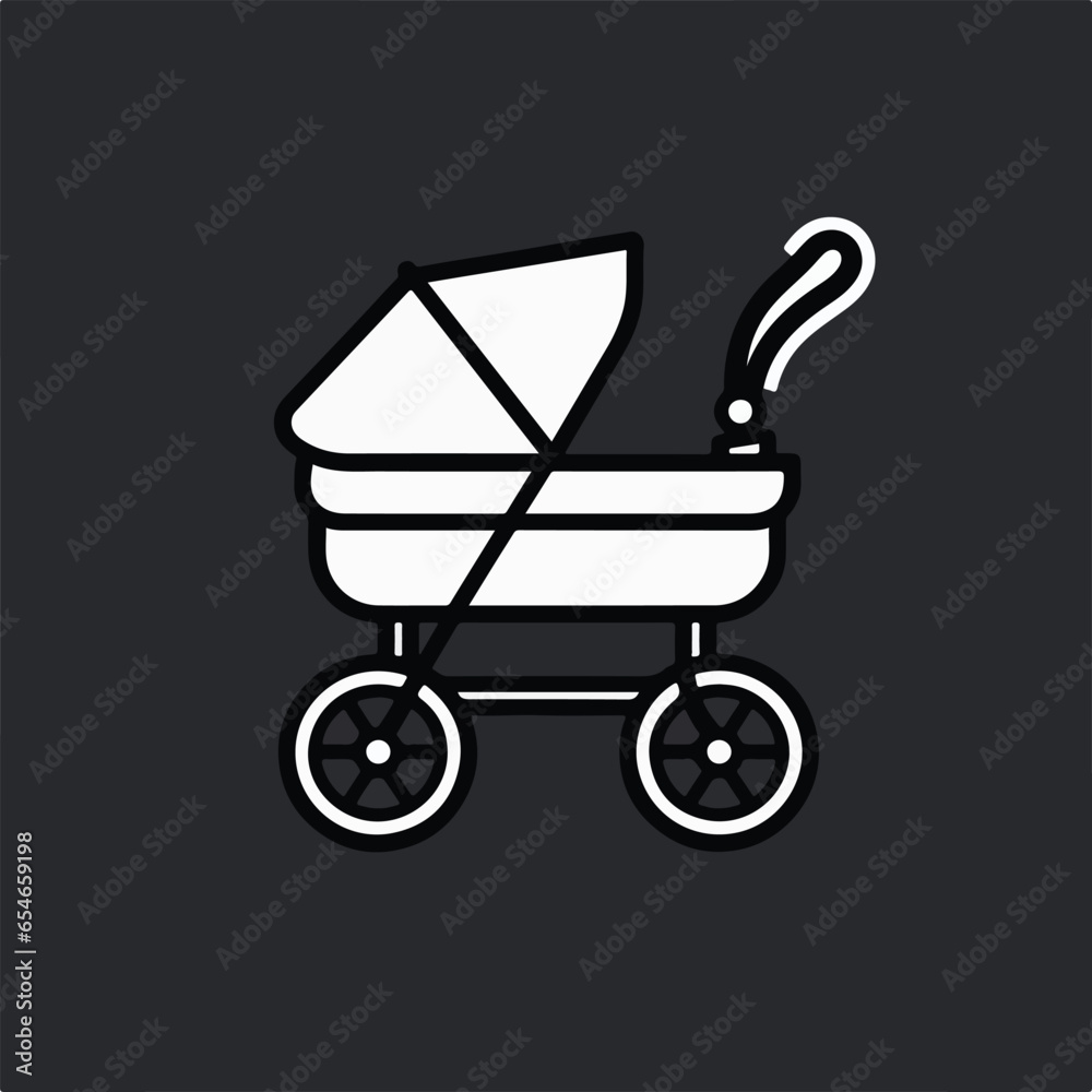 An icon of a baby carriage, minimalist black and white drawings An icon of a baby carriage, minimalist black and white drawings