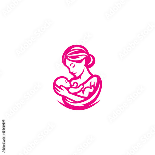 Mother and baby logo design. Motherhood, motherhood, love, parenting concept