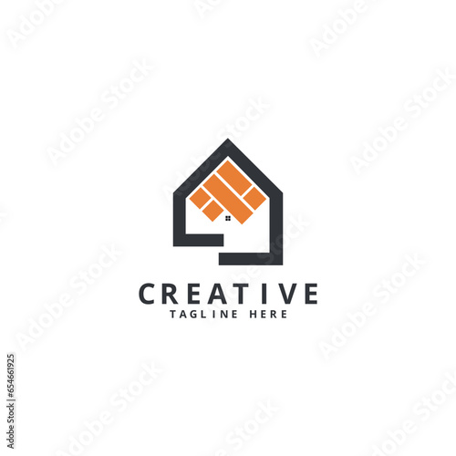 Heating floor logo with modern concept. 