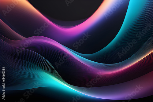 abstract black background digital technology rhythm wave line poster wallpaper ppt Generative AI