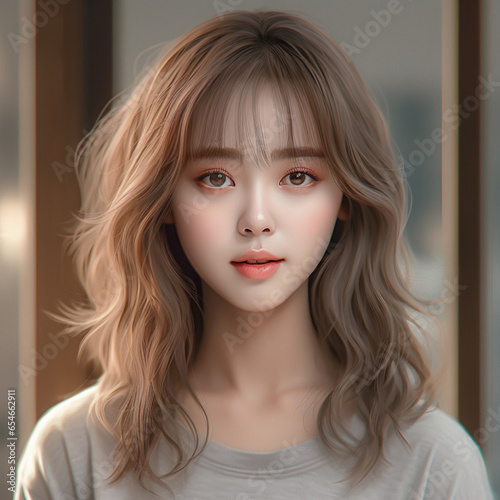 [salon kei],a girl with soft light brown hair is photograph, in the style of realistic hyper-detailed photograph [background city weather fine autumn],natural makeup,[hyper-realistic skin texture]