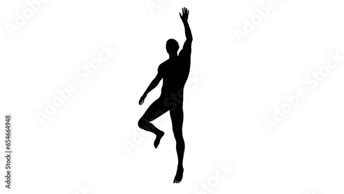 Silhouette of a beautiful young athletic man jumping high, transparent background. 3d illustration (rendering).