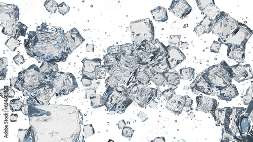 scattered ice cubes render 3D illustration on alpha channel © VFX1988