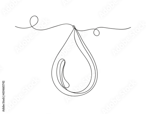 Continuous one line water droplet shape vector illustration.