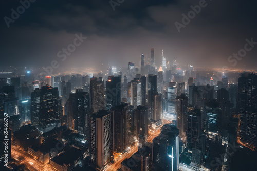 city skyline at night. Generative AI 